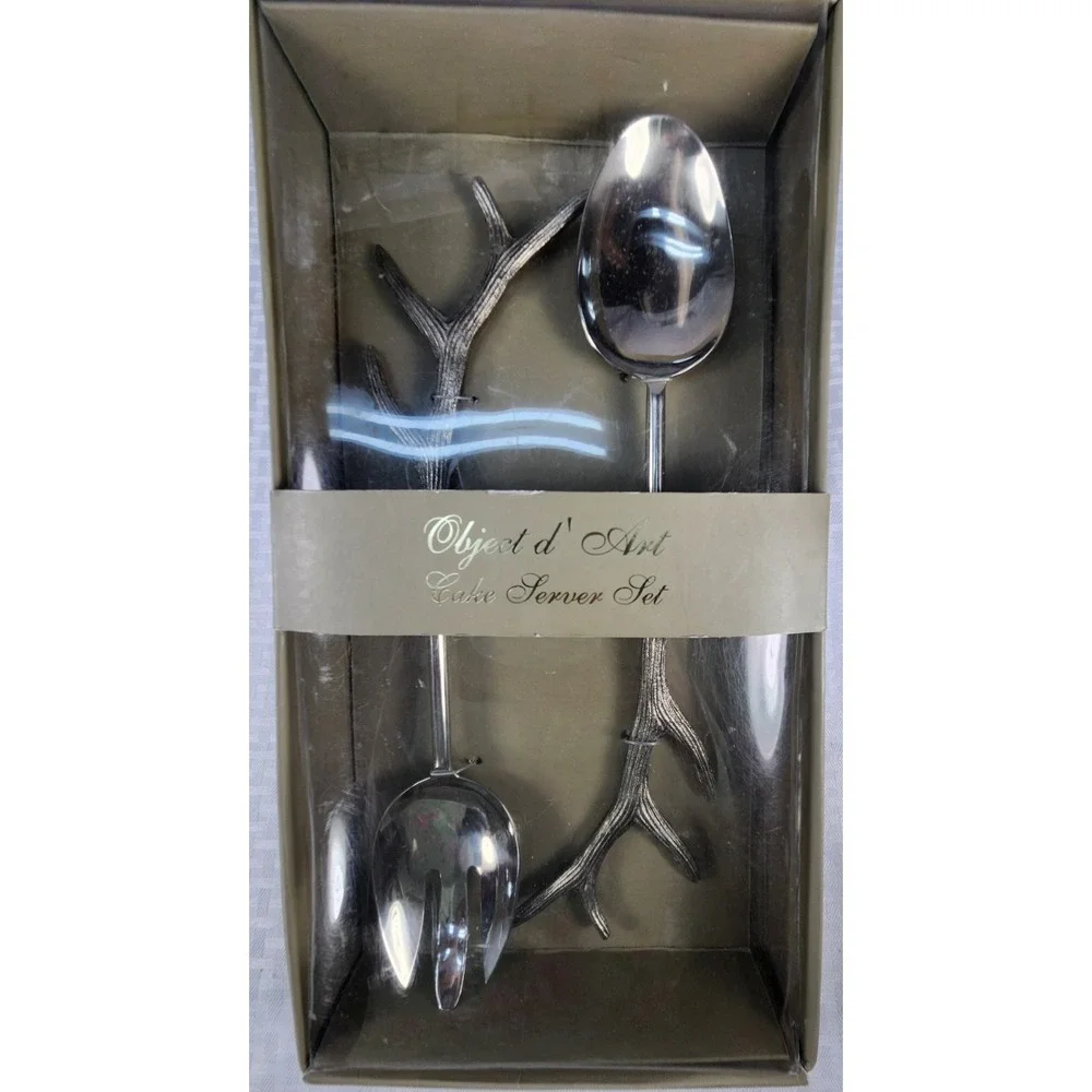 Object D' Art Antler Stag Serving Spoons Salad Servers NIB